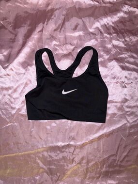 Nike Black Sports Bra with White Swoosh - Racerback
